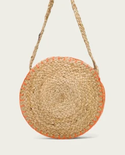 PORRONET Bolsos|Bolso Redondo Yute Natural Naranja Portixol