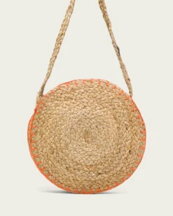 PORRONET Bolsos|Bolso Redondo Yute Natural Naranja Portixol