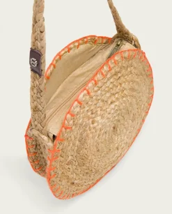 PORRONET Bolsos|Bolso Redondo Yute Natural Naranja Portixol