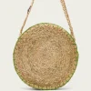 PORRONET Bolsos|Bolso Redondo Yute Natural Verde Portixol