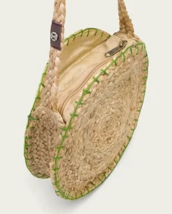 PORRONET Bolsos|Bolso Redondo Yute Natural Verde Portixol