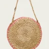 PORRONET Bolsos|Bolso Redondo Yute Natural Fucsia Portixol