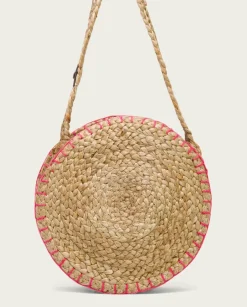 PORRONET Bolsos|Bolso Redondo Yute Natural Fucsia Portixol