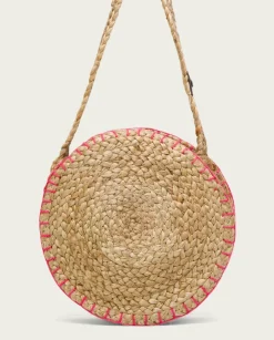 PORRONET Bolsos|Bolso Redondo Yute Natural Fucsia Portixol