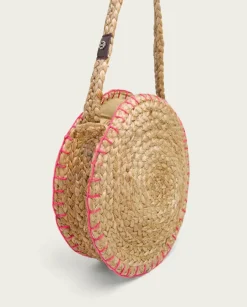 PORRONET Bolsos|Bolso Redondo Yute Natural Fucsia Portixol