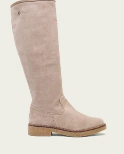 PORRONET Botas Mujer|Botas Altas Planas Arena Con Cremallera Vega