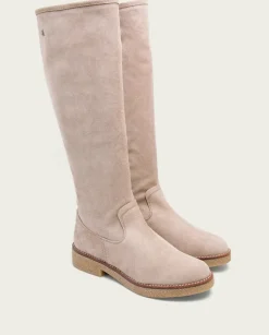 PORRONET Botas Mujer|Botas Altas Planas Arena Con Cremallera Vega