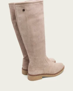 PORRONET Botas Mujer|Botas Altas Planas Arena Con Cremallera Vega