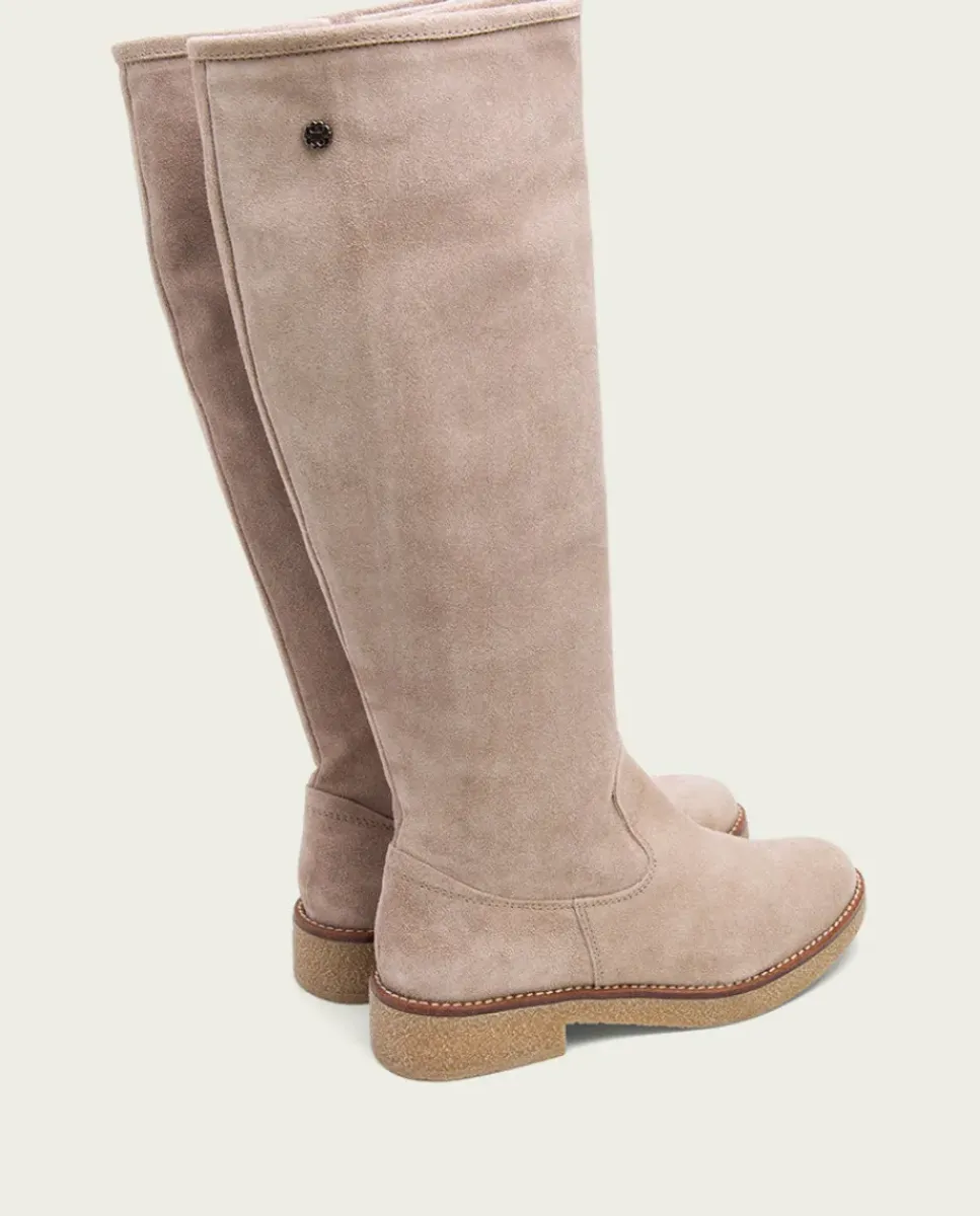 PORRONET Botas Mujer|Botas Altas Planas Arena Con Cremallera Vega