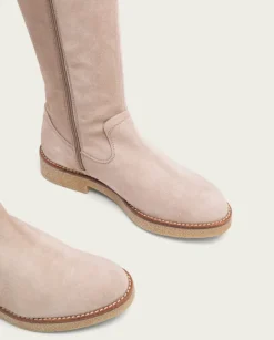 PORRONET Botas Mujer|Botas Altas Planas Arena Con Cremallera Vega