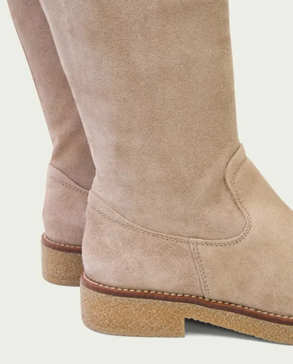 PORRONET Botas Mujer|Botas Altas Planas Arena Con Cremallera Vega