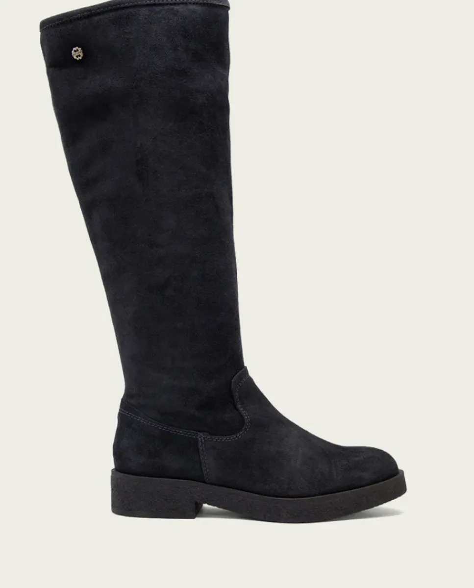 PORRONET Botas Mujer|Botas Altas Planas Carbon Con Cremallera Vega