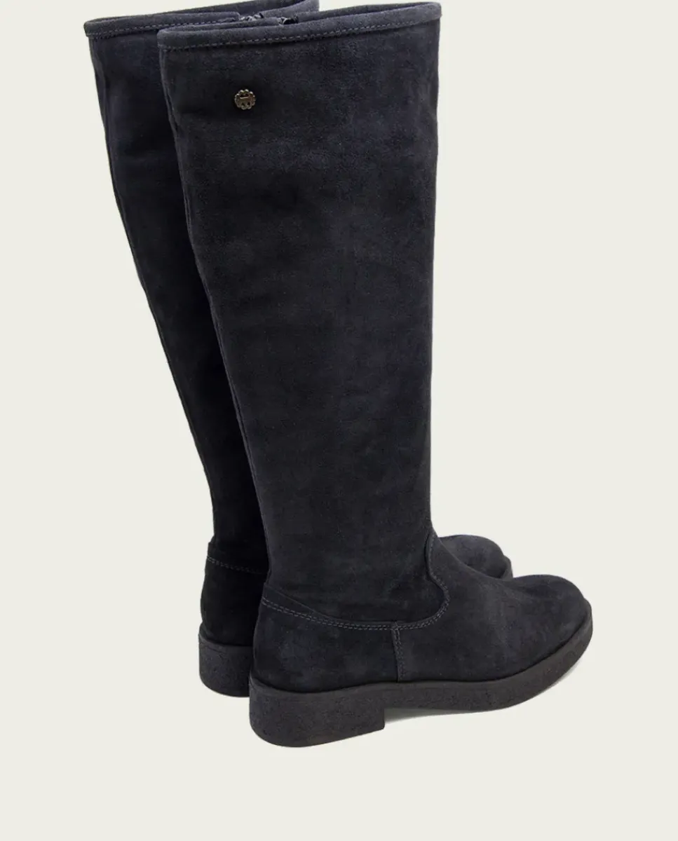 PORRONET Botas Mujer|Botas Altas Planas Carbon Con Cremallera Vega