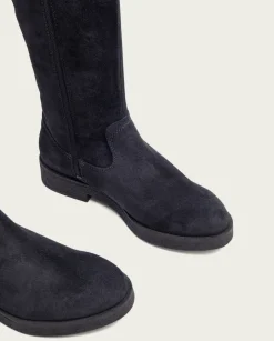 PORRONET Botas Mujer|Botas Altas Planas Carbon Con Cremallera Vega