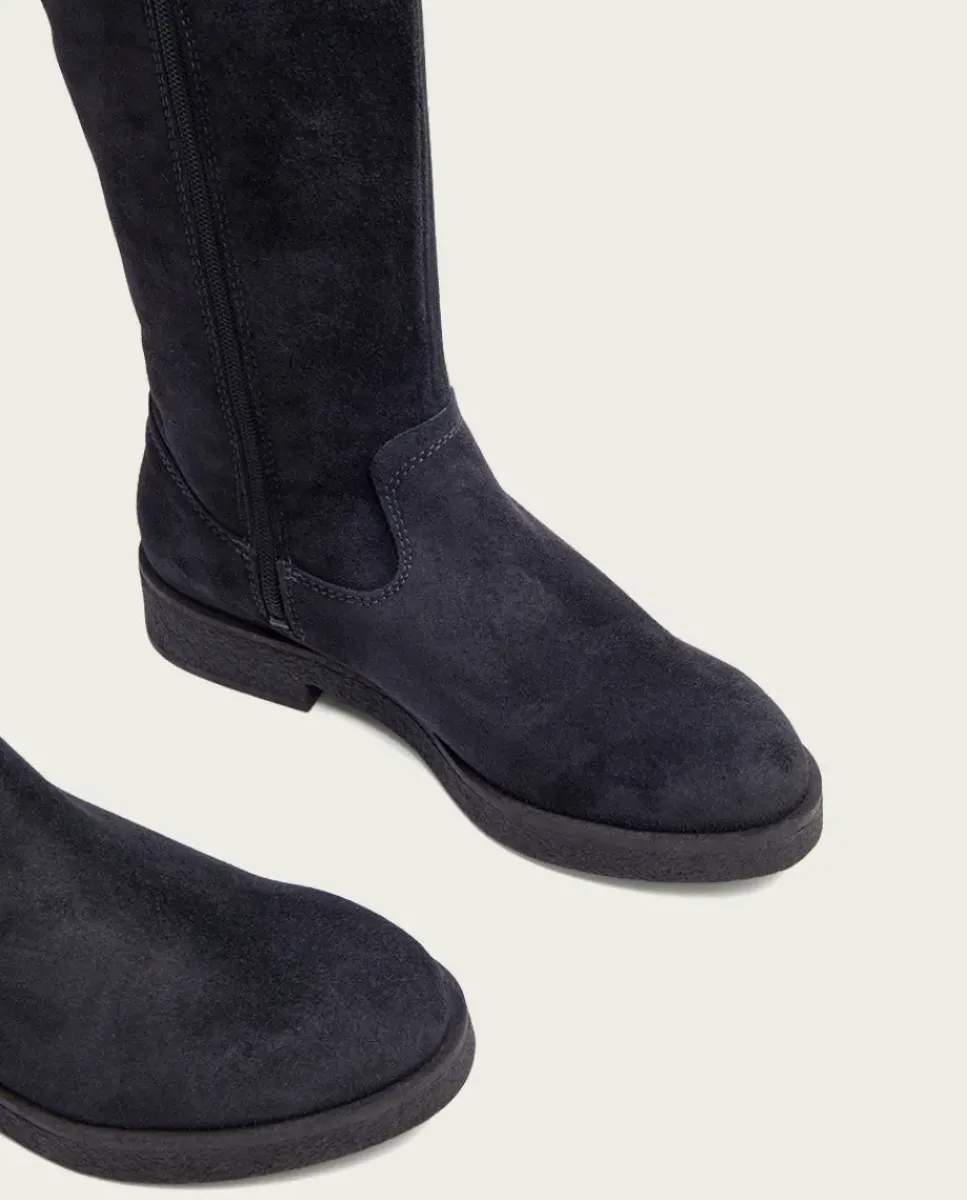 PORRONET Botas Mujer|Botas Altas Planas Carbon Con Cremallera Vega