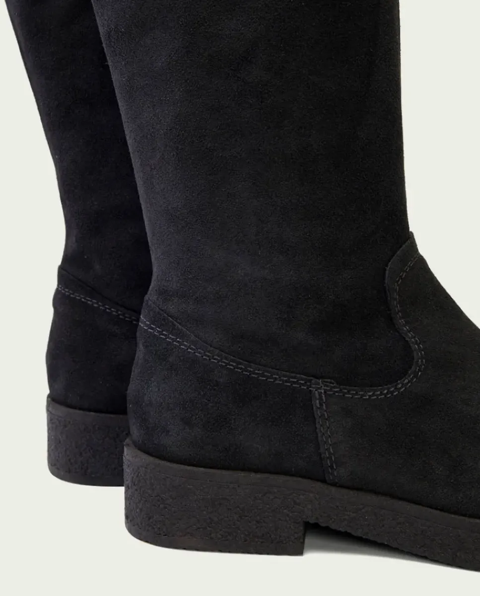 PORRONET Botas Mujer|Botas Altas Planas Carbon Con Cremallera Vega