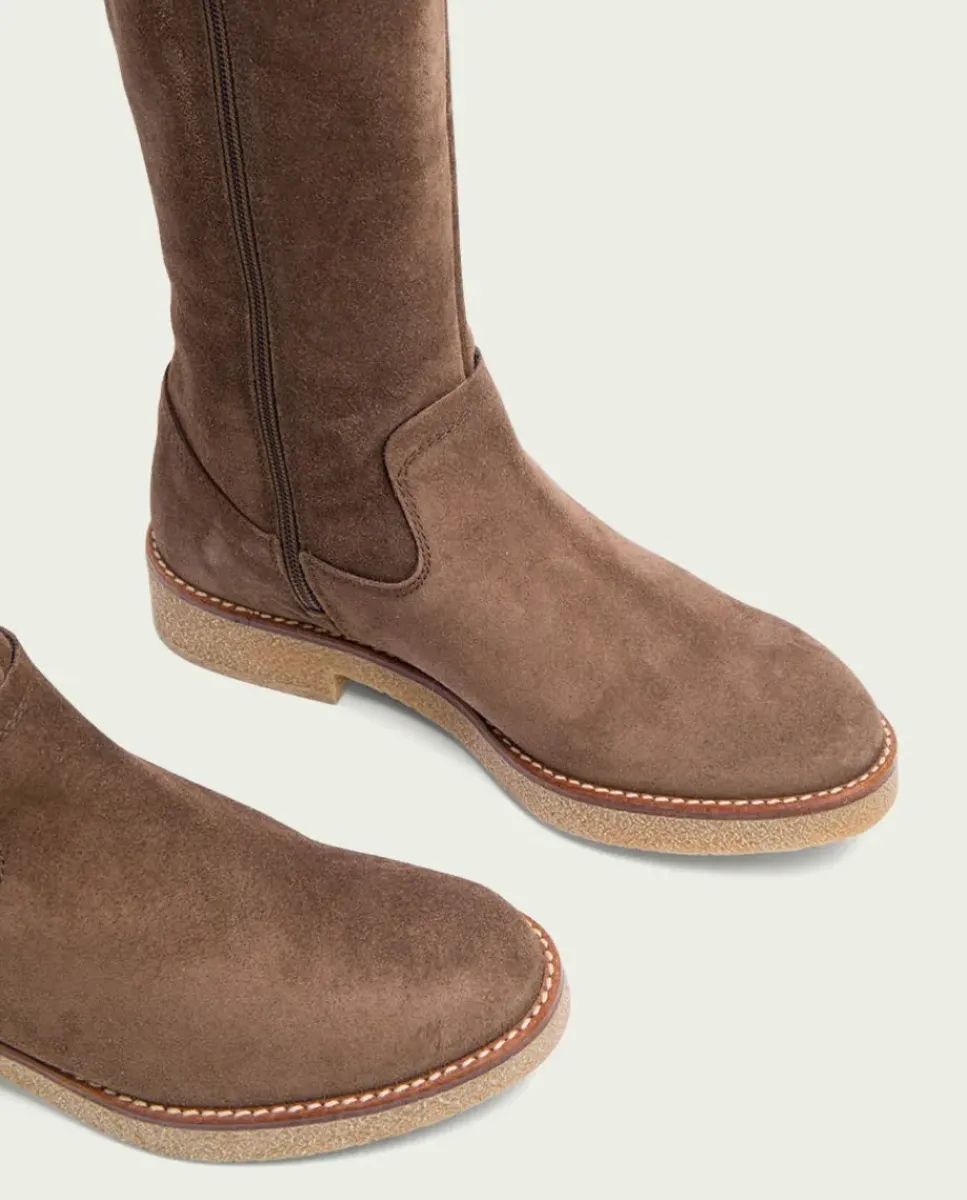 PORRONET Botas Mujer|Botas Altas Planas Moka Con Cremallera Vega