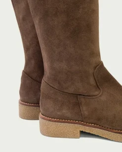 PORRONET Botas Mujer|Botas Altas Planas Moka Con Cremallera Vega