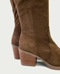 PORRONET Botas Mujer|Botas Cowboy Moka Con Cremallera Java