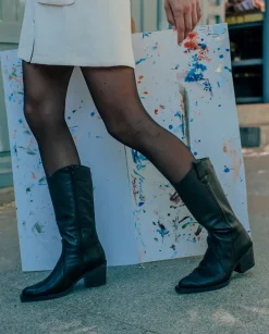 PORRONET Botas Mujer|Botas Cowboy Negra Con Cremallera Julia