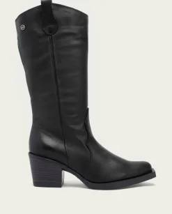 PORRONET Botas Mujer|Botas Cowboy Negra Con Cremallera Julia