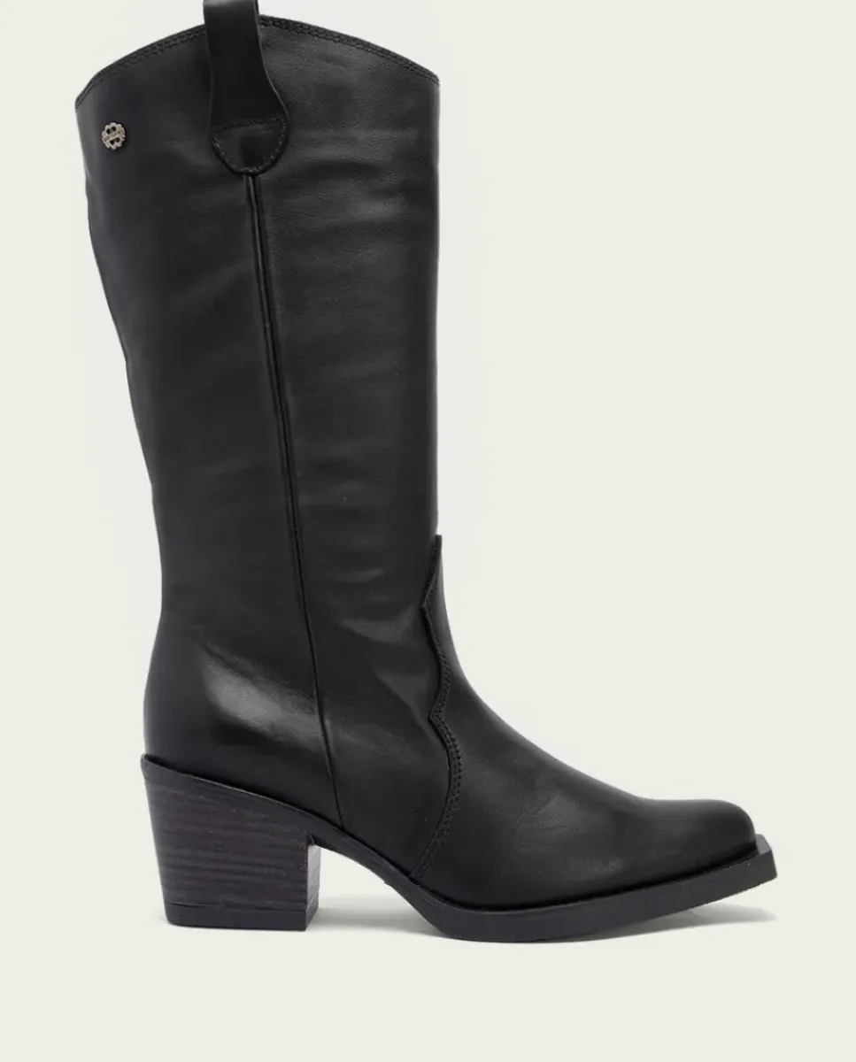 PORRONET Botas Mujer|Botas Cowboy Negra Con Cremallera Julia