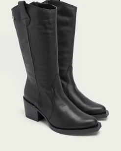 PORRONET Botas Mujer|Botas Cowboy Negra Con Cremallera Julia