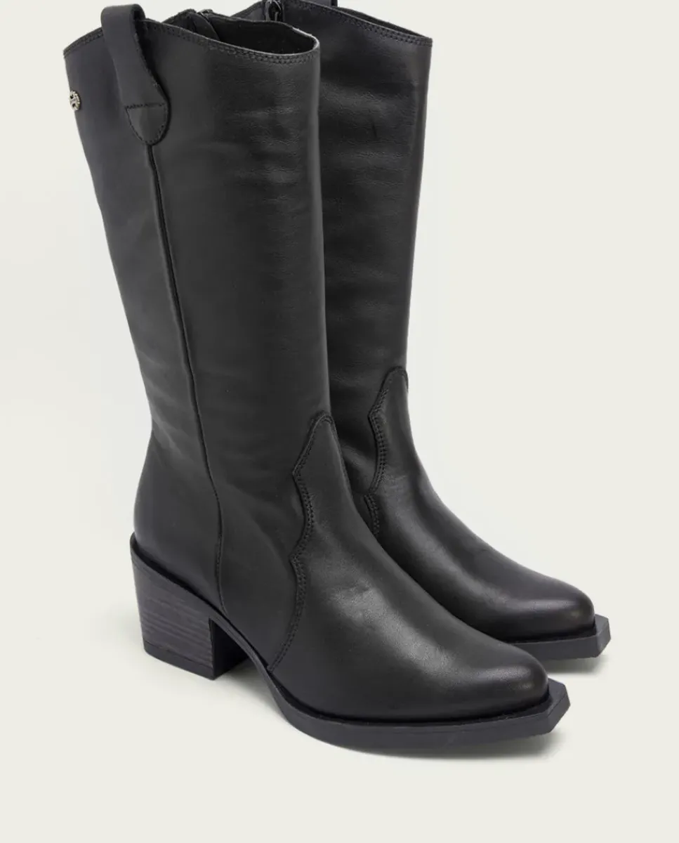 PORRONET Botas Mujer|Botas Cowboy Negra Con Cremallera Julia