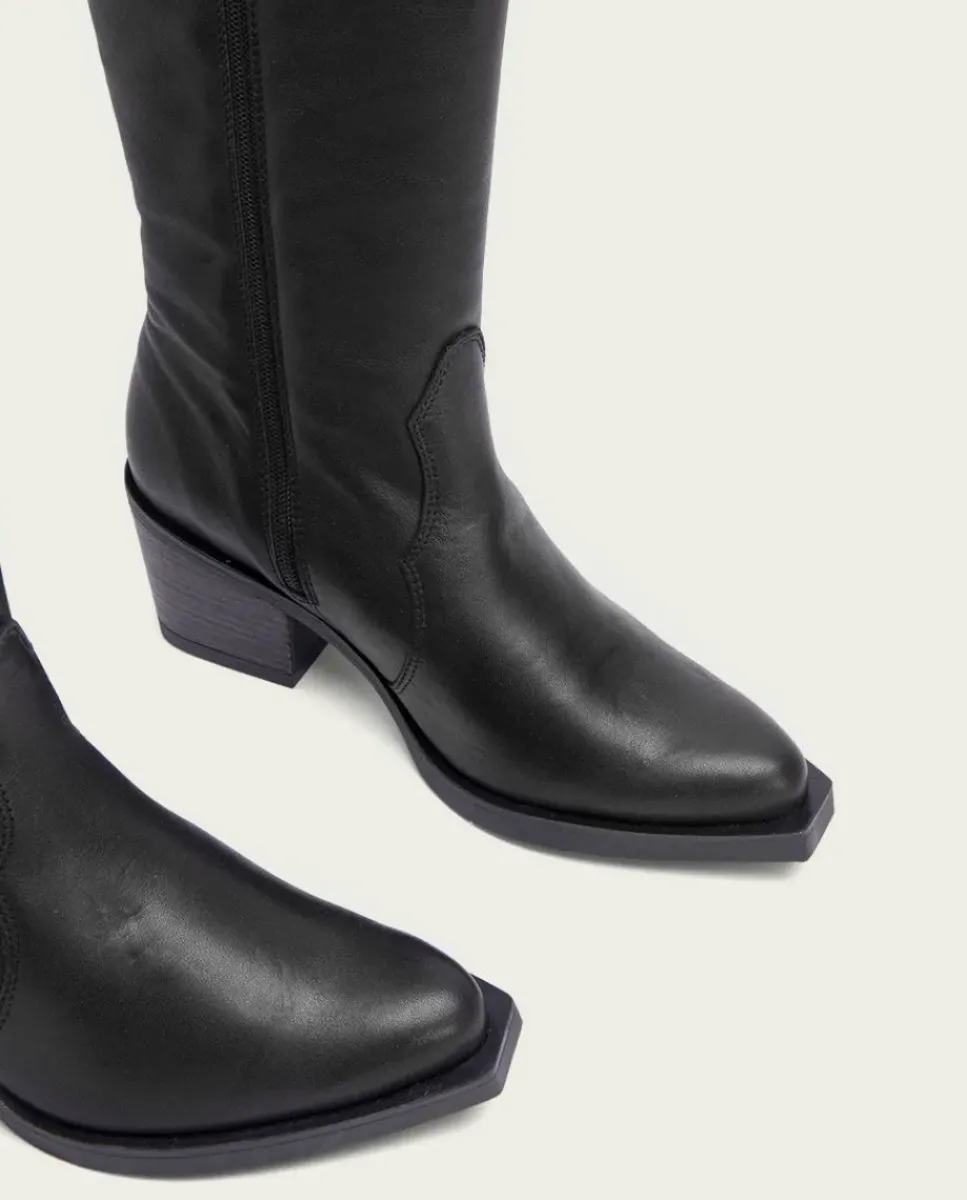 PORRONET Botas Mujer|Botas Cowboy Negra Con Cremallera Julia