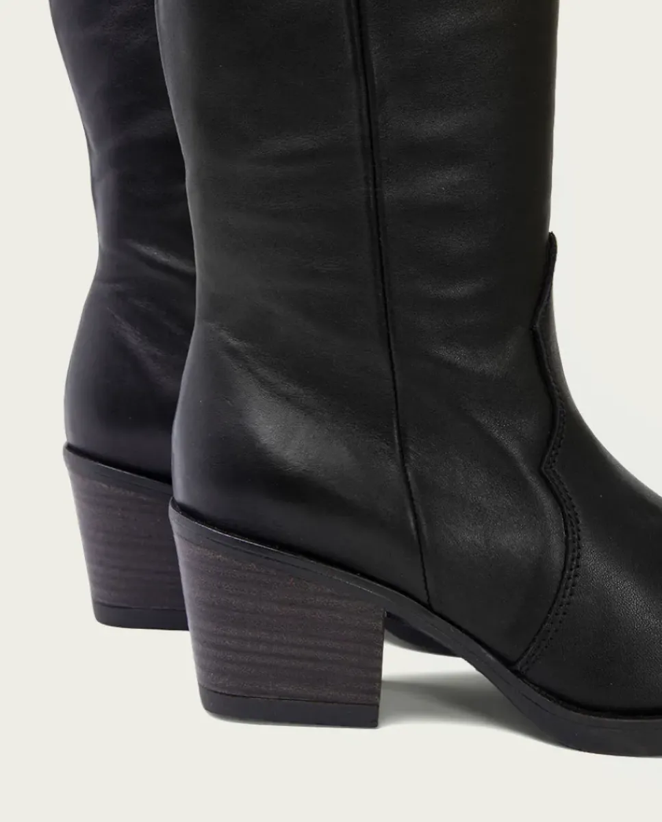 PORRONET Botas Mujer|Botas Cowboy Negra Con Cremallera Julia