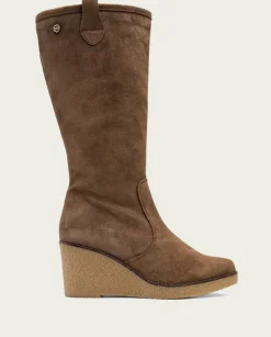 PORRONET Botas Mujer|Botas De Cuña Moka Con Cremallera Marina