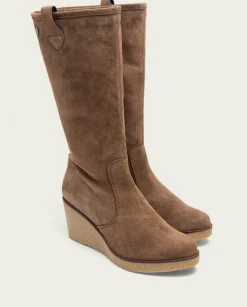 PORRONET Botas Mujer|Botas De Cuña Moka Con Cremallera Marina
