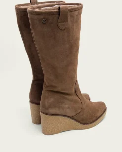 PORRONET Botas Mujer|Botas De Cuña Moka Con Cremallera Marina