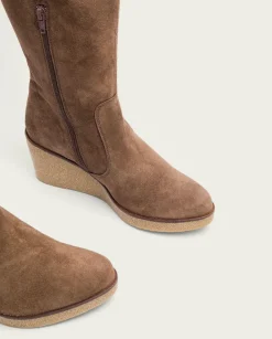 PORRONET Botas Mujer|Botas De Cuña Moka Con Cremallera Marina