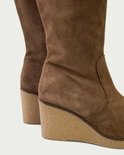 PORRONET Botas Mujer|Botas De Cuña Moka Con Cremallera Marina
