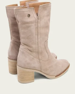 PORRONET Botines Mujer|Botas De Tacón Arena Con Cremallera Nia