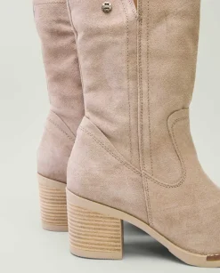 PORRONET Botines Mujer|Botas De Tacón Arena Con Cremallera Nia