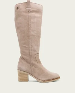 PORRONET Botas Mujer|Botas De Tacón Arena Con Cremallera Nora