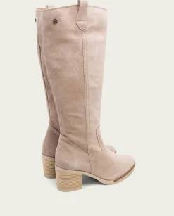 PORRONET Botas Mujer|Botas De Tacón Arena Con Cremallera Nora