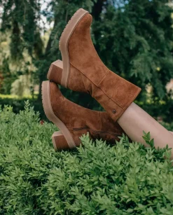 PORRONET Botines Mujer|Botas De Tacón Cuero Con Cremallera Reiko