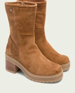 PORRONET Botines Mujer|Botas De Tacón Cuero Con Cremallera Reiko