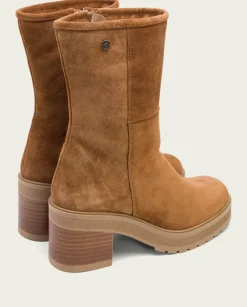 PORRONET Botines Mujer|Botas De Tacón Cuero Con Cremallera Reiko