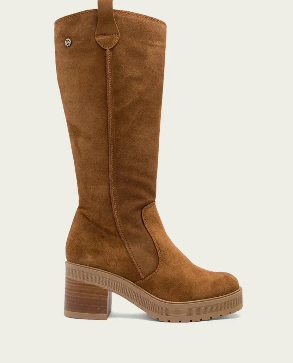 PORRONET Botas Mujer|Botas De Tacón Cuero Con Cremallera Roxana