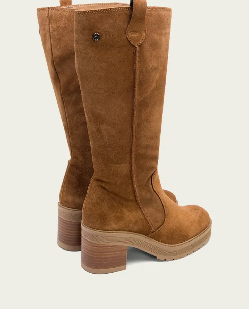 PORRONET Botas Mujer|Botas De Tacón Cuero Con Cremallera Roxana