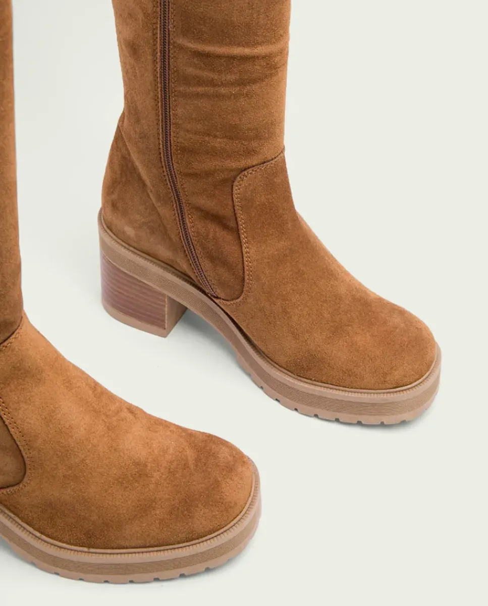 PORRONET Botas Mujer|Botas De Tacón Cuero Con Cremallera Roxana