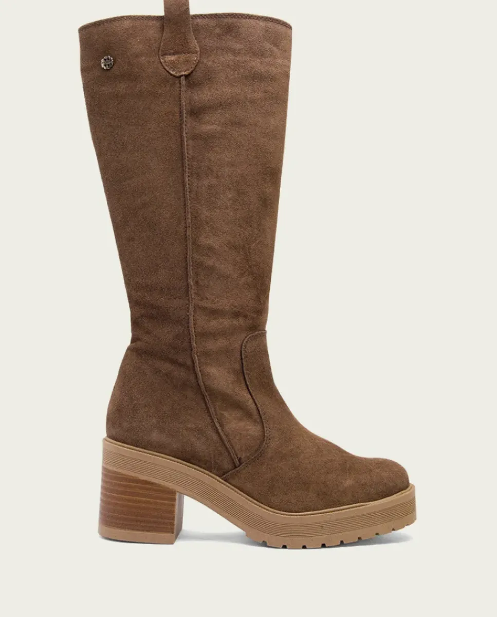 PORRONET Botas Mujer|Botas De Tacón Moka Con Cremallera Roxana