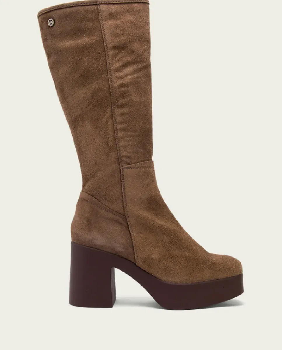PORRONET Botas Mujer|Botas De Tacón Moka Con Cremallera Larisa