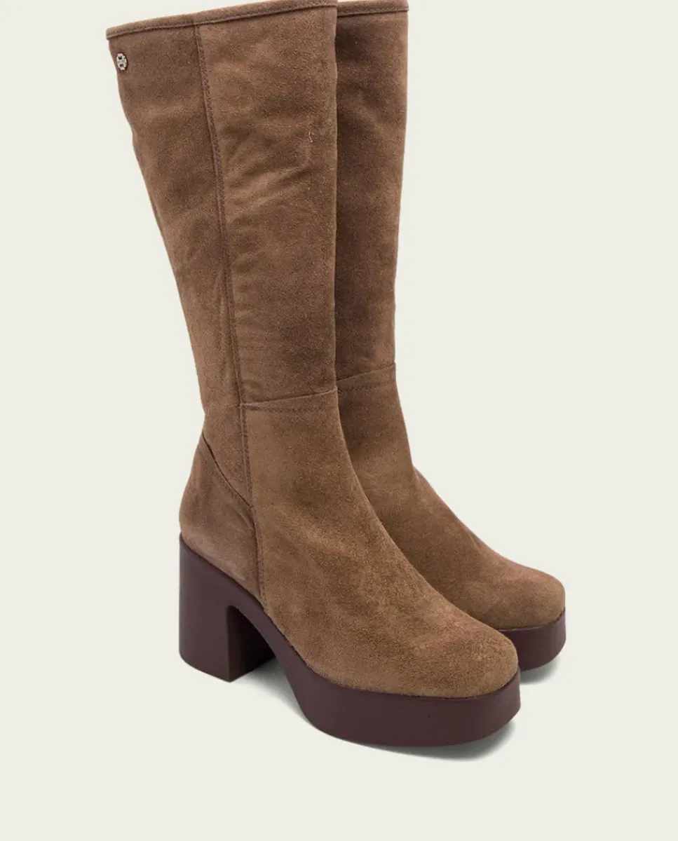 PORRONET Botas Mujer|Botas De Tacón Moka Con Cremallera Larisa