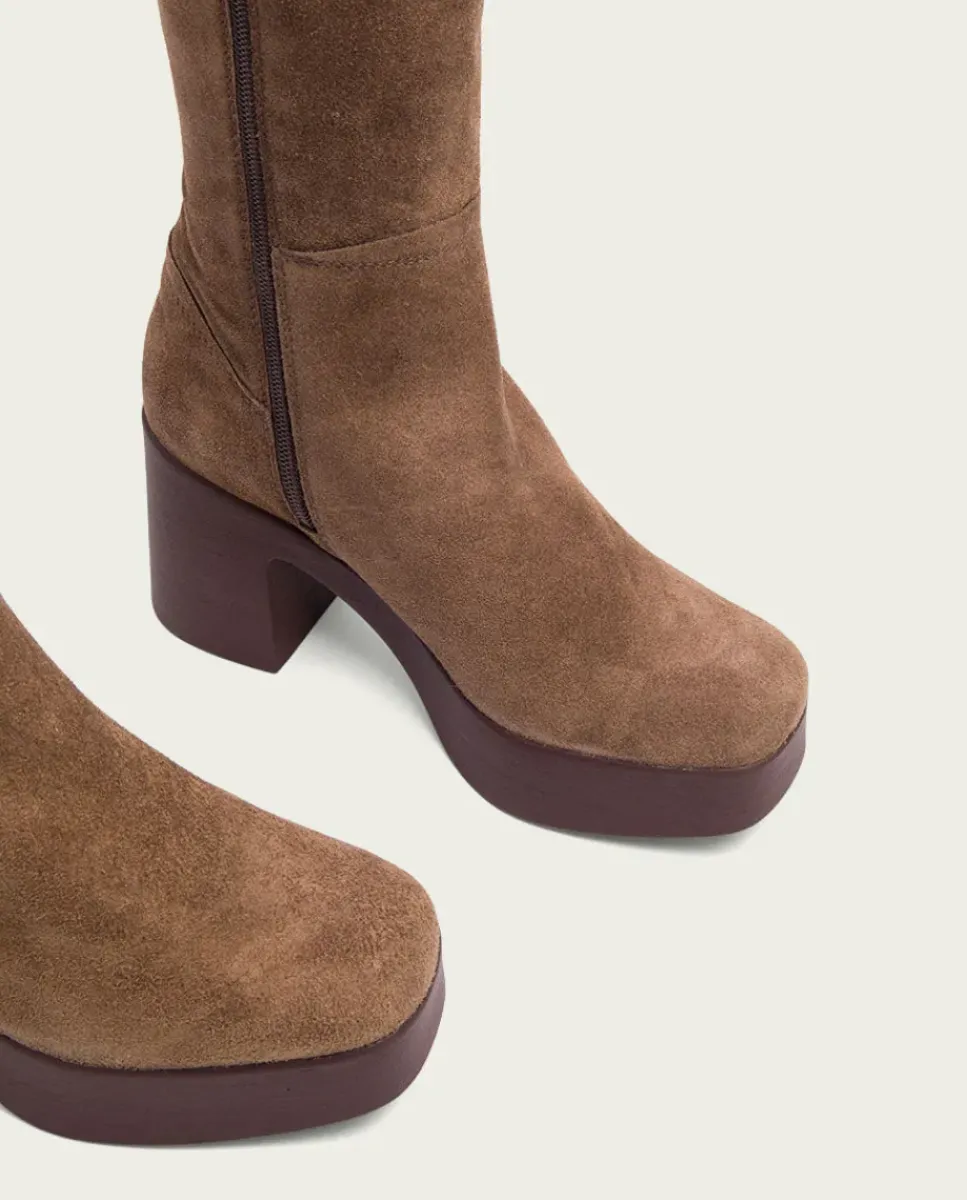 PORRONET Botas Mujer|Botas De Tacón Moka Con Cremallera Larisa
