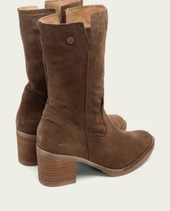 PORRONET Botines Mujer|Botas De Tacón Moka Con Cremallera Nia